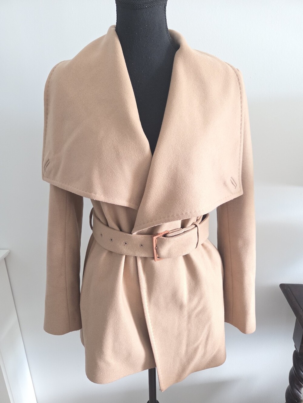Ted Baker "Adalya" wool/cashmere short drape belted coat Sz XS